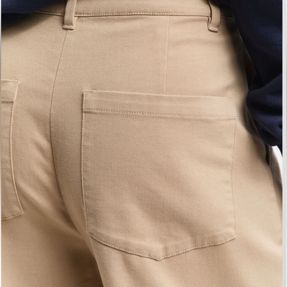 Gant Women's Tan Wide-Leg Cropped Pants, US Size 8, Cotton Blend, Classic Khaki - Picture 15 of 16